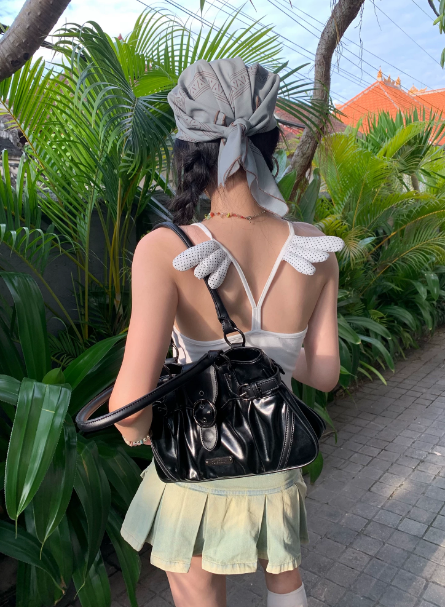 Mengmei Mijin! Original retro motorcycle armpit bag, French stick, women's oil wax leather hand-held shoulder bag