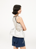 New Women's Genuine Leather Single Shoulder Hobo Bag Underarm Handbag Crossbody Bag in White