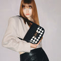 Checkered saddle bag spring and summer new crossbody bag women's retro niche single shoulder saddle bag