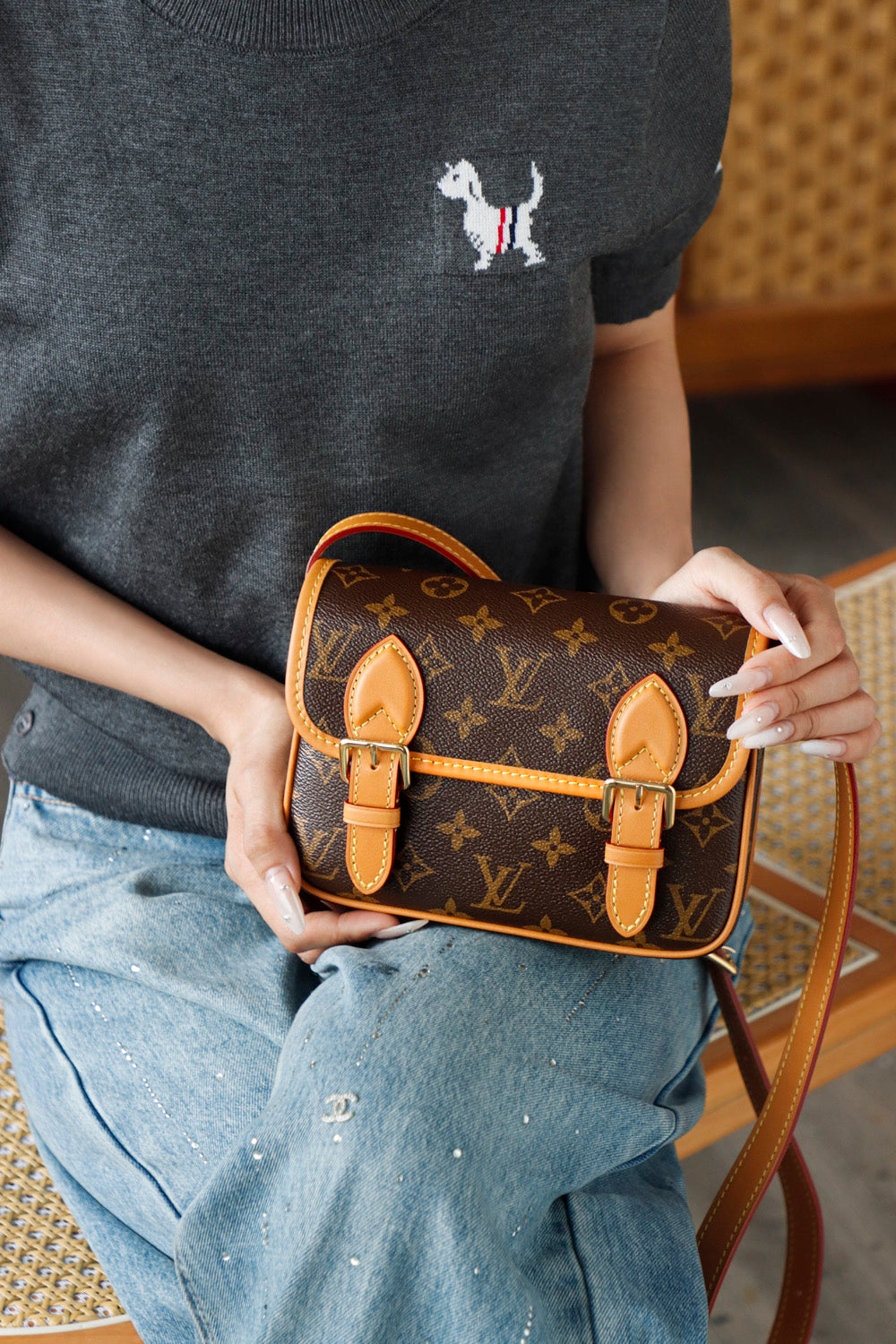 Mini small square bag, second-hand luxury goods, Louis Vuitton versatile, large capacity diagonal cross square bag